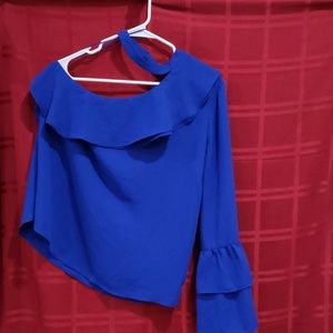 Royal blue one sleeve blouse